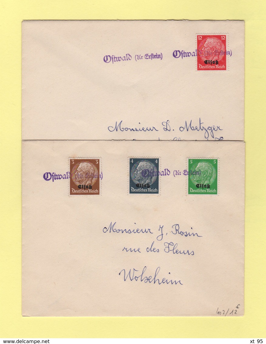 Ostwald Alsace - Lot 2 De Lettres Avec Griffe - WW II