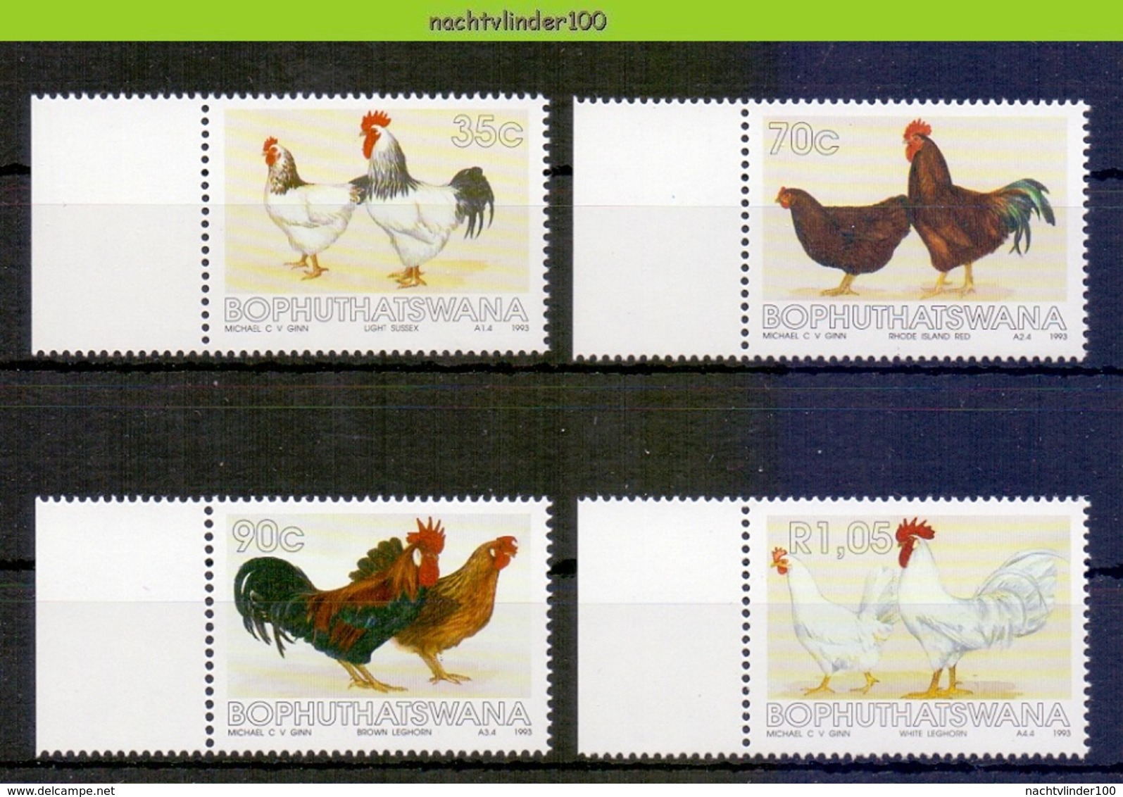 Ncf144 FAUNA VOGELS KIPPEN HAAN POULTRY CHICKENS ROOSTER COCK BIRDS VÖGEL AVES OISEAUX BOPHUTHATSWANA 1993 PF/MNH - Gallináceos & Faisanes