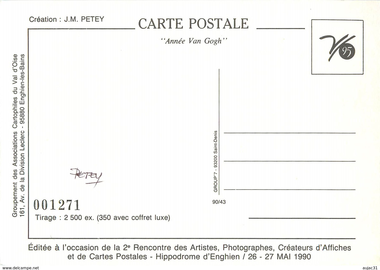 Illustrateurs - IIlustrateur J.M. Petey - Enghien Les Bains -Peintures - Peintre -Année Van Gogh - Autographe -Signature - Petey