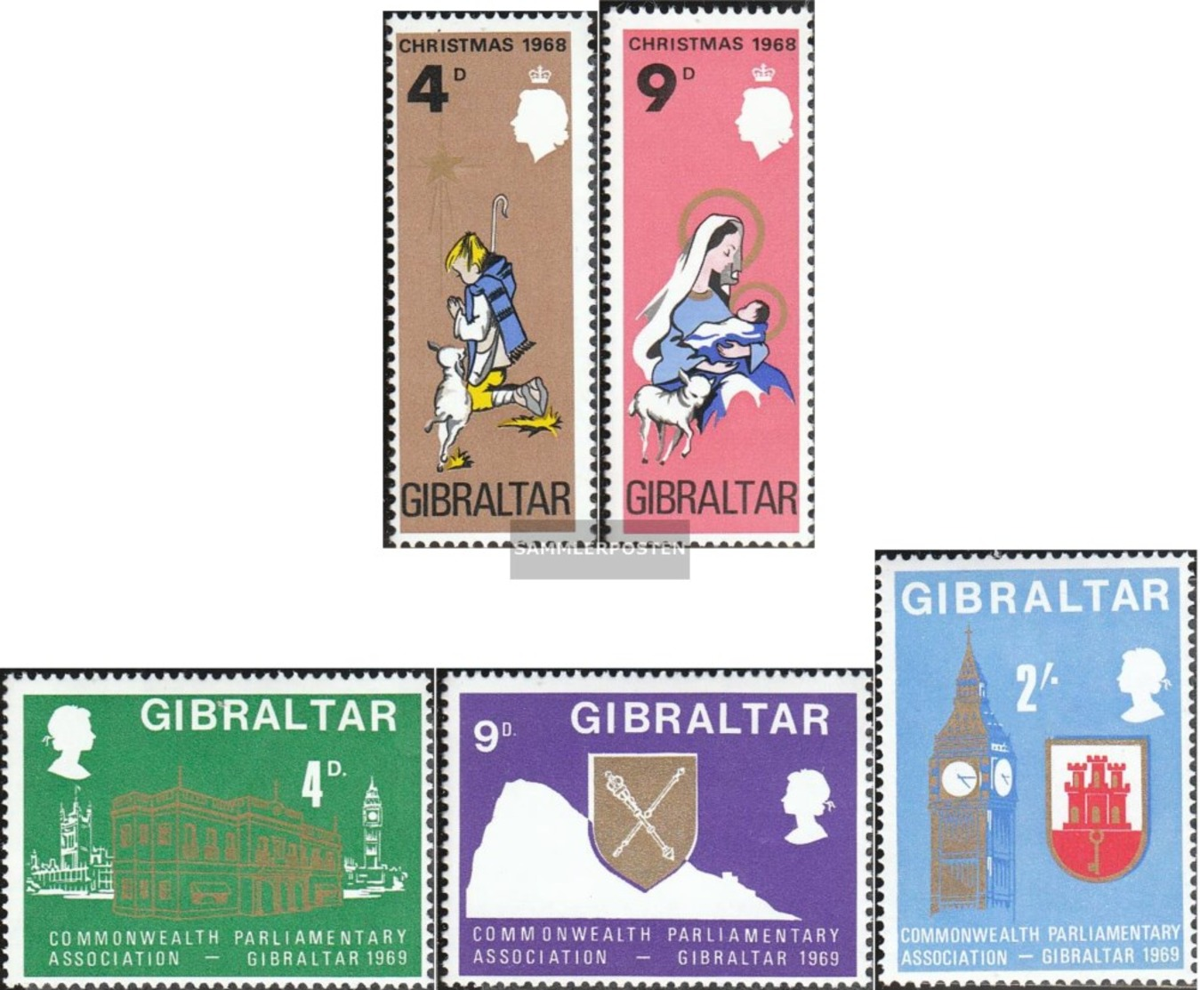 Gibraltar 219-220,221-223 (completa Edizione) MNH 1968 Natale, CPA - Gibilterra