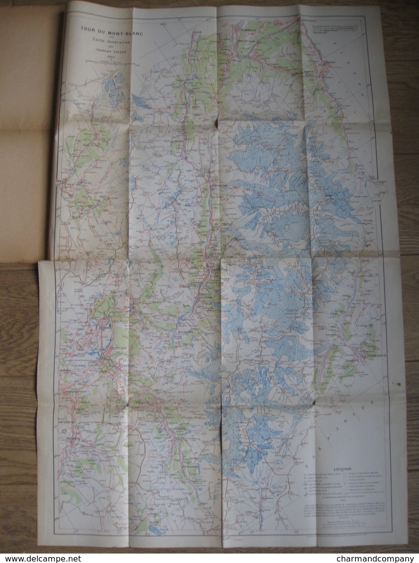 Carte VALLOT 1949 - 1:60.000 - Tour Du Mont Blanc - Sixt - Courmayeur - Chamonix - Martigny - Megève  - 7 Scans - Geographical Maps