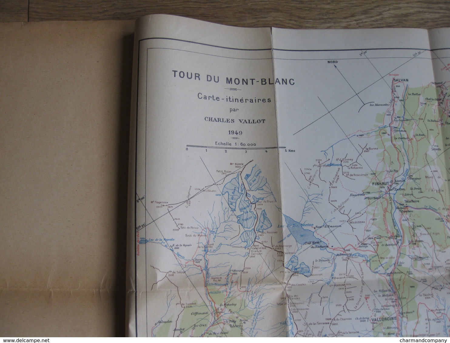 Carte VALLOT 1949 - 1:60.000 - Tour Du Mont Blanc - Sixt - Courmayeur - Chamonix - Martigny - Megève  - 7 Scans - Cartes Géographiques