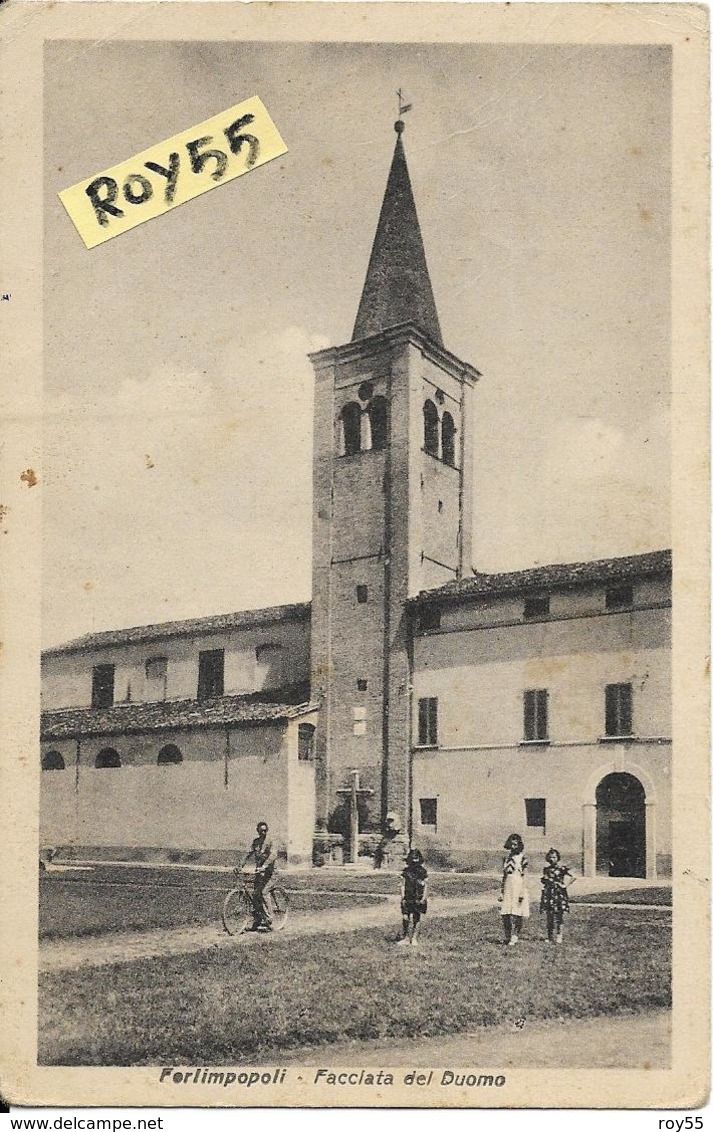 Emilia Romagna-forli Cesena-forlimpopoli Facciata Del Duomo Veduta Esterno Bambini Uomi In Bici (XVIII) - Other & Unclassified