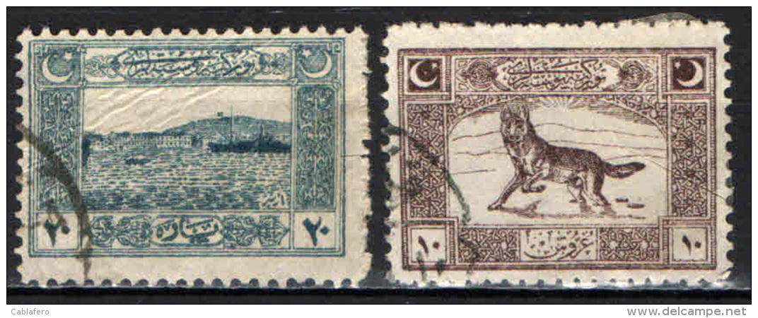 TURCHIA - 1922 - PORTO DI SMIRNE - LEGGENDARIO LUPO GRIGIO - USATI - Oblitérés