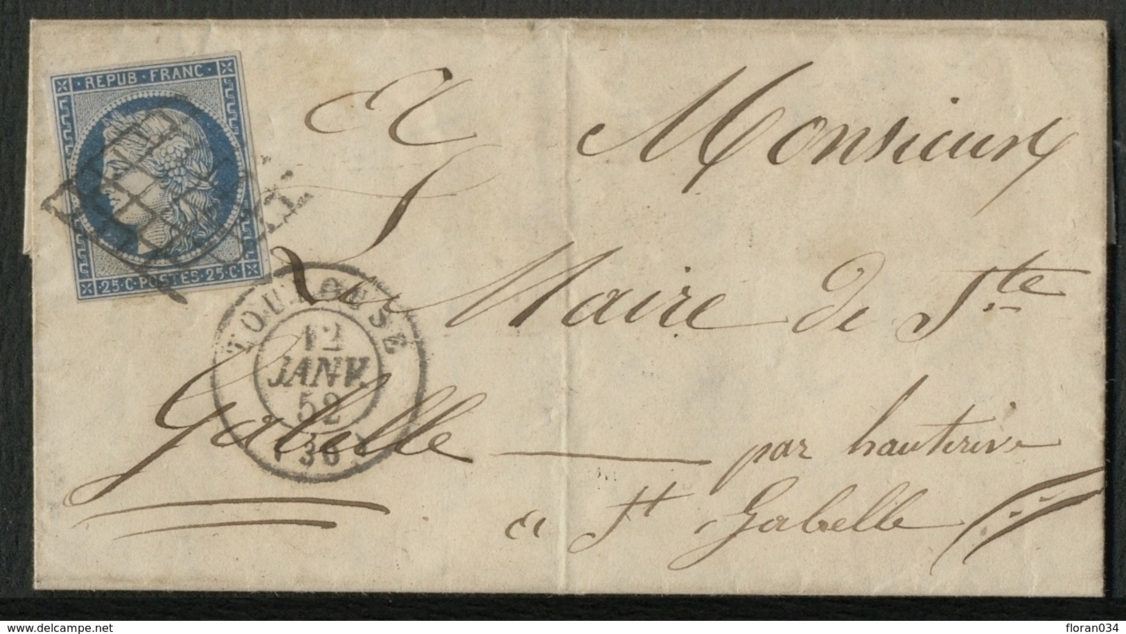 France N° 4 Obl. Grille + Cursive "Cintegabelle" Au Verso - TTB Qualité - 1849-1850 Ceres