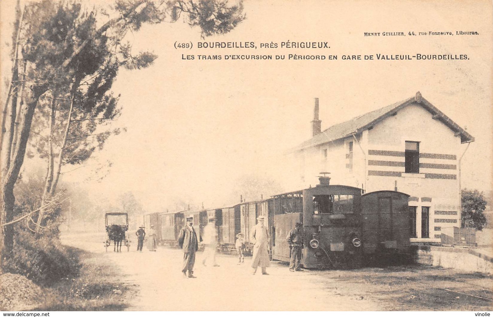 .D.18-2350 :  BOURDEILLES PRES PERIGUEUX. LE CHEMIN DE FER DEPARTEMENTAL  EN GARE DE VALLEUIL. TRAIN - Autres & Non Classés