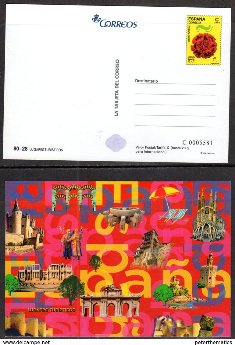 SPAIN, 2018, MINT, POSTAL STATIONERY, PREPAID POSTCARD, UPAEP, TOURISM, CASTLES - Other & Unclassified