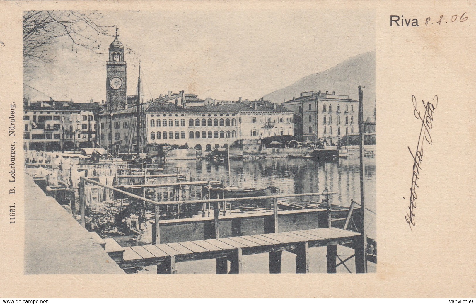 RIVA DEL GARDA-TRENTO-LAGO DI GARDA-CARTOLINA VIAGGIATA IL 8-2-1906 - Trento