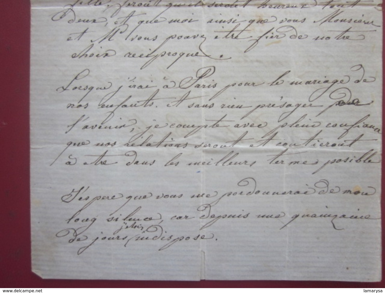 MOLSHEIM-1866 LETTRE MANUSCRIT REMIS MAIN PROPRE MESSAGER Pr VIAUD PARIS-HEUREUX QUE VS ACCEPTIEZ MON FILS COMME GENDRE - Manuscripts