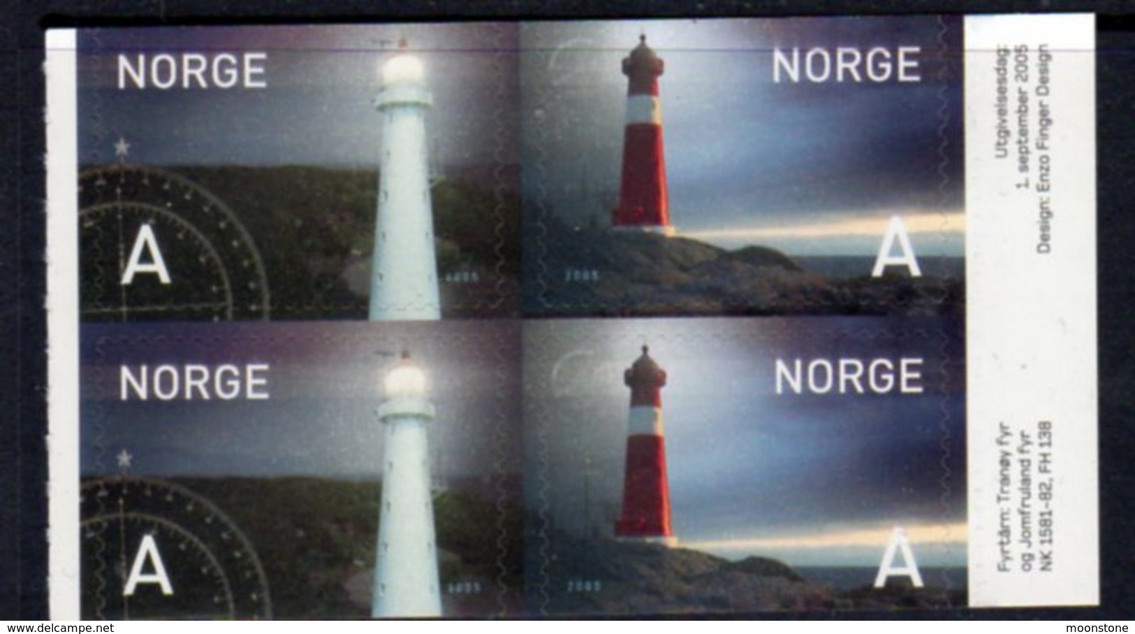 Norway 2005 Lighthouses Block Of 4 Ex Booklet, Ref. 117 - Vuurtorens