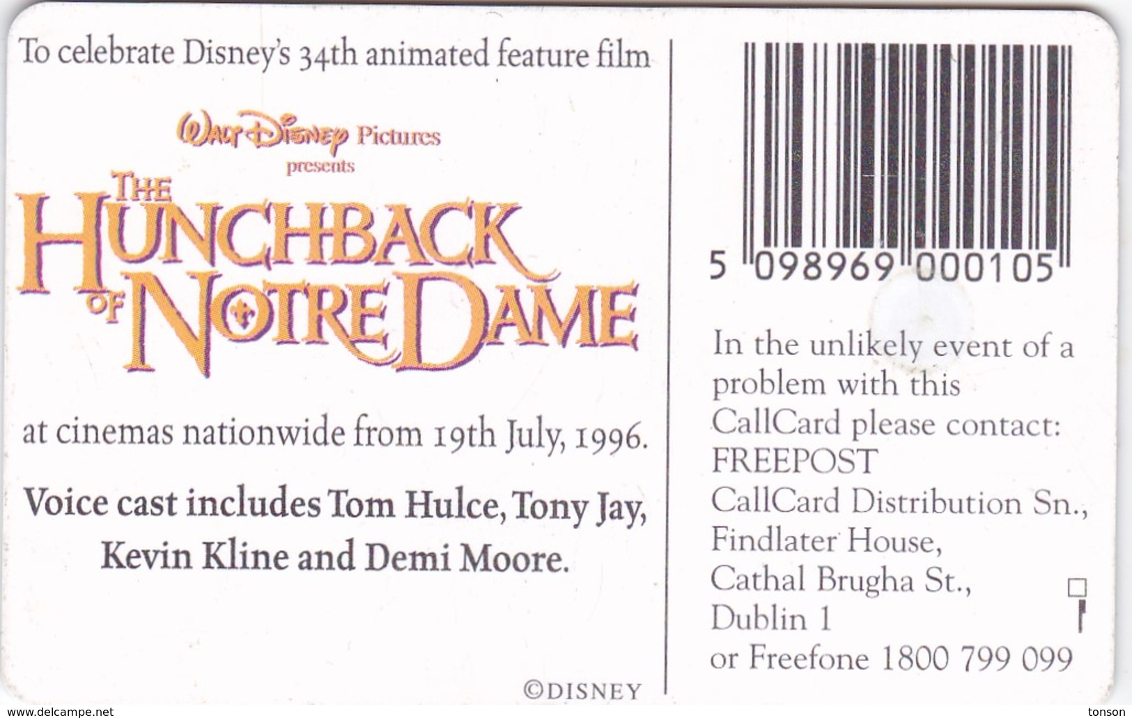 Ireland, 1132a, Hunchback Of Notre Dame, Disney, GEM1B (Not Symmetric White/Gold), 2 Scans. - Ireland