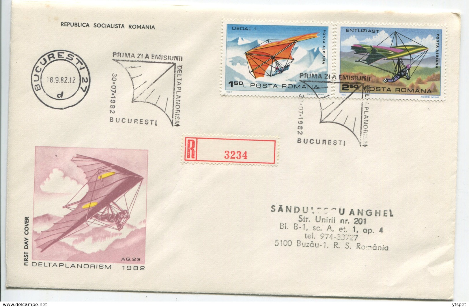 Gliders , 1982 - Circulated FDCs - FDC