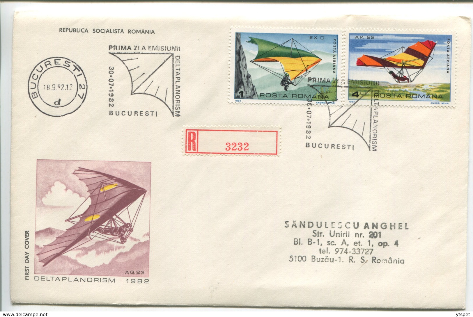 Gliders , 1982 - Circulated FDCs - FDC