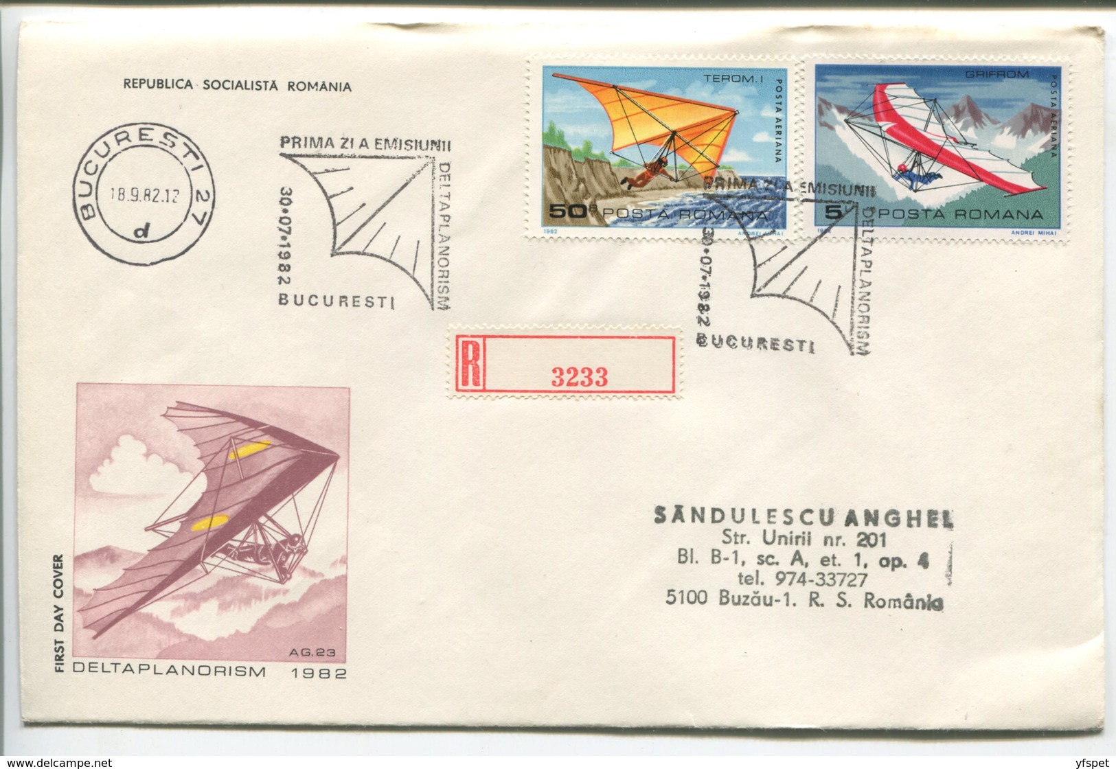 Gliders , 1982 - Circulated FDCs - FDC