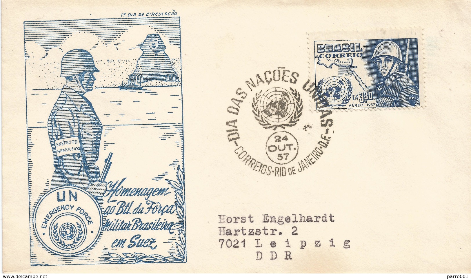 Brasil Brazil 1957 Rio De Janeiro UNEF FDC Cover - FDC