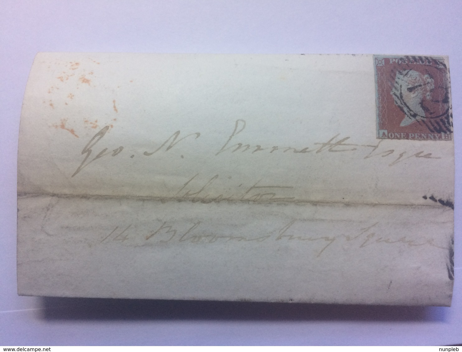 GB - VICTORIA 1d Red Imperf Entire 1844 - London Internal - Indented Receiving Mark To Rear - Covers & Documents