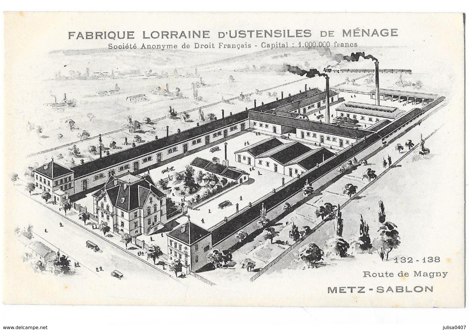 METZ SABLON (57) Usine Fabrique Lorraine D'ustensiles De Ménage - Metz Campagne