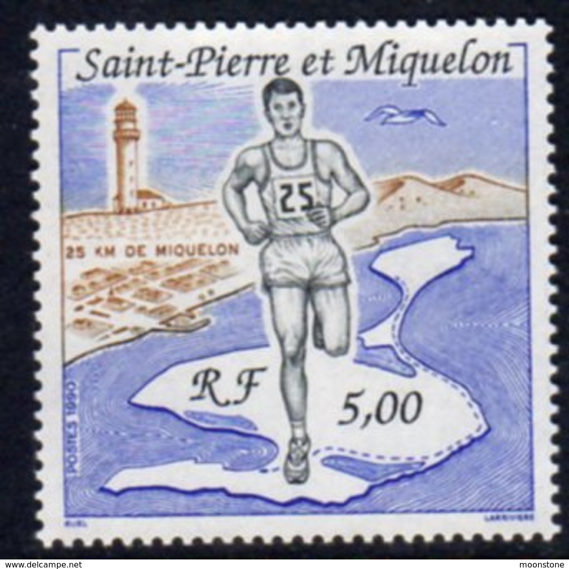 St. Pierre & Miquelon SPM 1990 25km Race With Lighthouse, Ref. 123 - Lighthouses