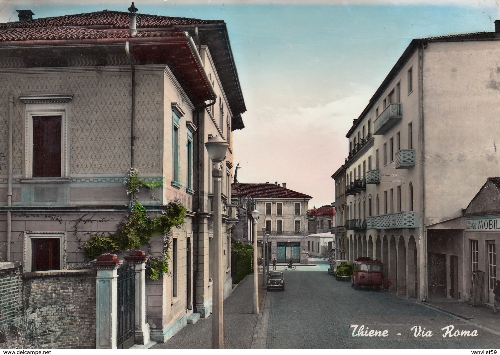 THIENE-VICENZA-VIA ROMA-CARTOLINA VERA FOTOGRAFIA VIAGGIATA 27-10-1958 - Vicenza