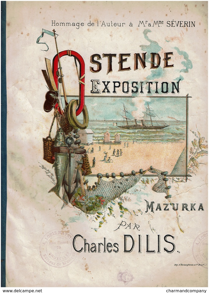 1901 - RARE - OSTENDE EXPOSITION - Mazurka De Salon Par Charles DILIS - Partition Illustrée - 5 Scans - Scores & Partitions