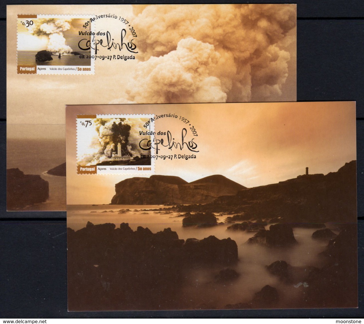 Portugal Azores 2007 Volcano Eruption, Lighthouse Set Of 2 Maximum Cards, Ref. 133 - Lighthouses