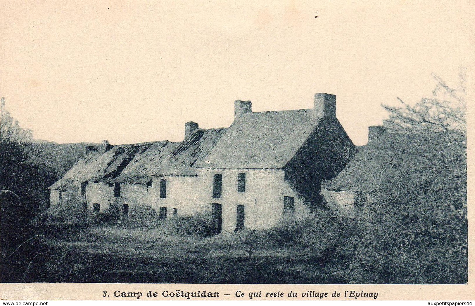 3 CPA Camp De Coëtquidan - Ce Qui Reste Du Village De L'Epinay & Vue Aérienne Du Camp - Andere & Zonder Classificatie