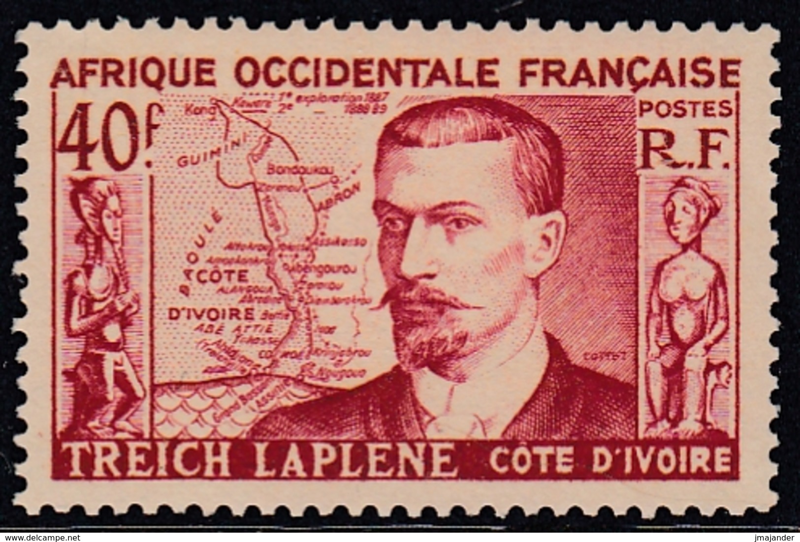 French West-Africa AOF 1952 - Marcel Treich Lapiene, Map - Mi 63 ** MNH - Unused Stamps