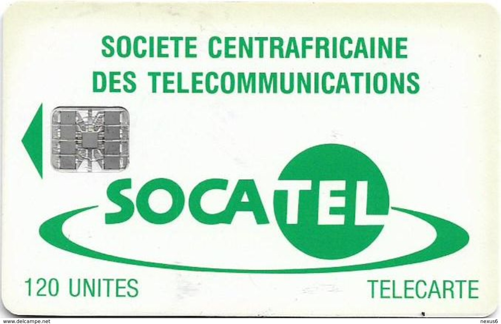 Central African Rep. - Socatel - Logo Green - 120Units, SC7 (Sn. C54149825), Used - Centrafricaine (République)