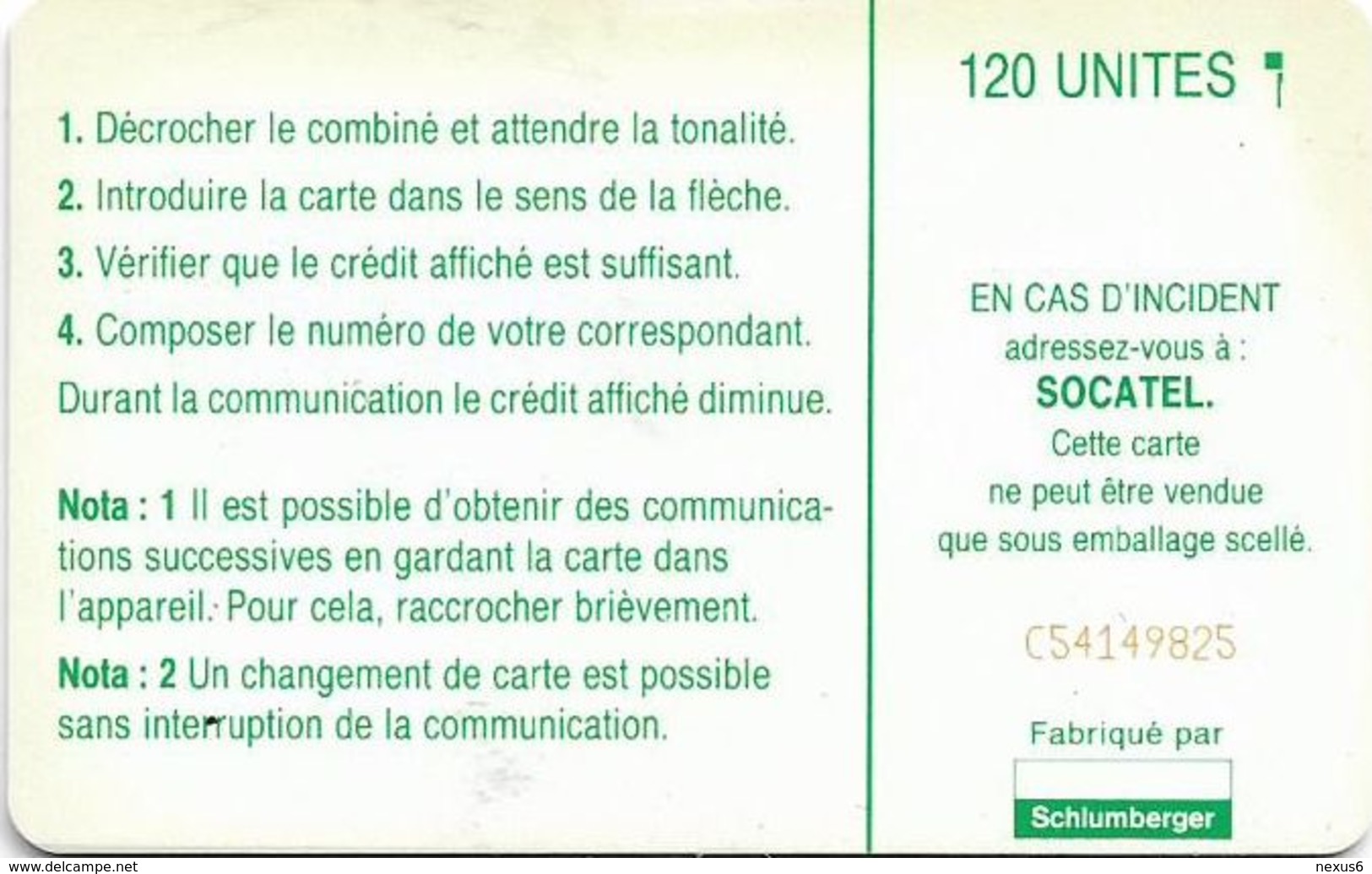 Central African Rep. - Socatel - Logo Green - 120Units, SC7 (Sn. C54149825), Used - Centrafricaine (République)