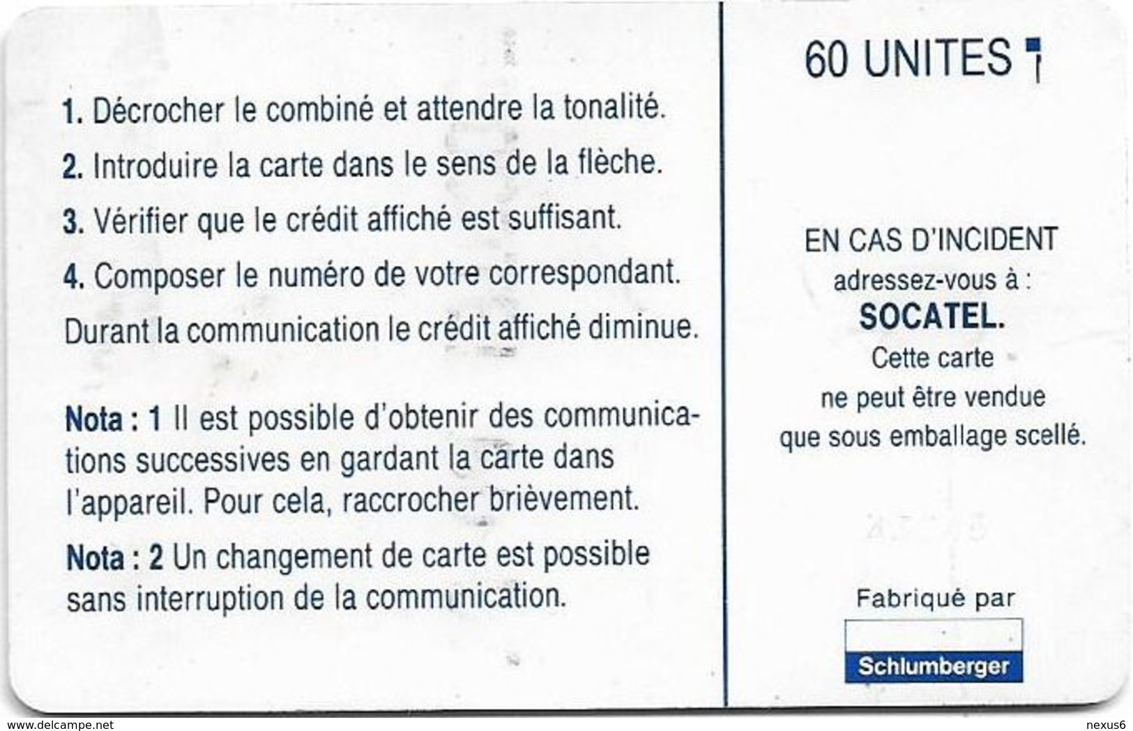 Central African Rep. - Socatel - Logo Blue, (Cn. 43745), SC5, 60Units, Used - Centrafricaine (République)