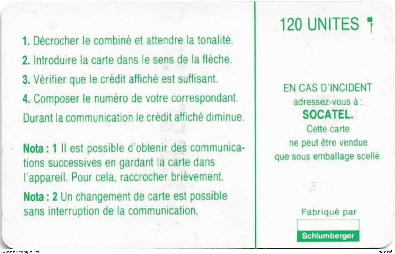 Central African Rep. - Socatel - Logo Green - 120Units, SC5 (Sn. 43757), Used - Centrafricaine (République)