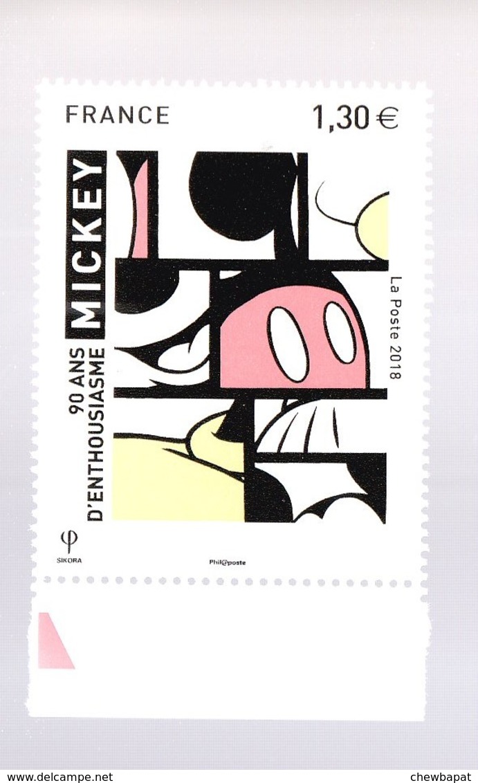 France 2018 - Neuf - 90 Ans D'Enthousiasme - Mickey (1 Timbre X 1,30€) - Ongebruikt