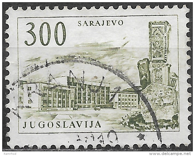 YUGOSLAVIA 1958  Sarajevo Railway Station And Obelisk - 300d - Green FU - Used Stamps