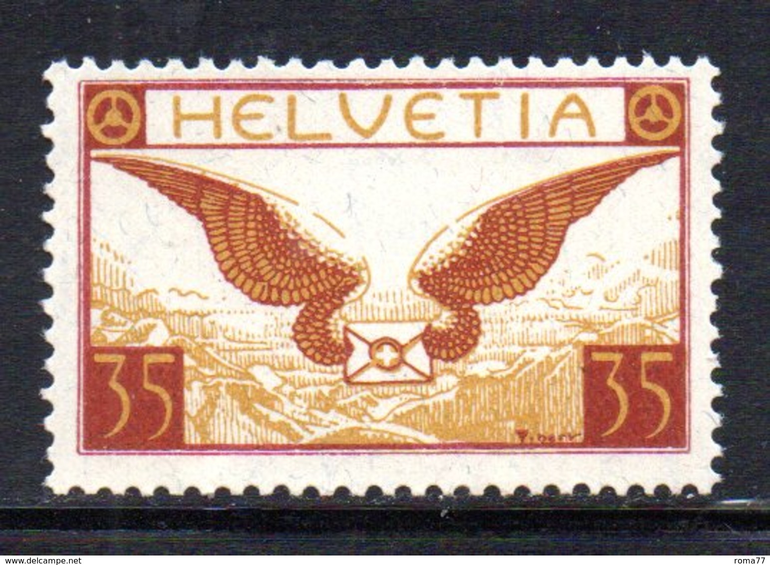 436/1500 - SVIZZERA 1929 , Posta Aerea  Unificato N. 13a  ***  MNH  Carta Goffrata - Nuovi