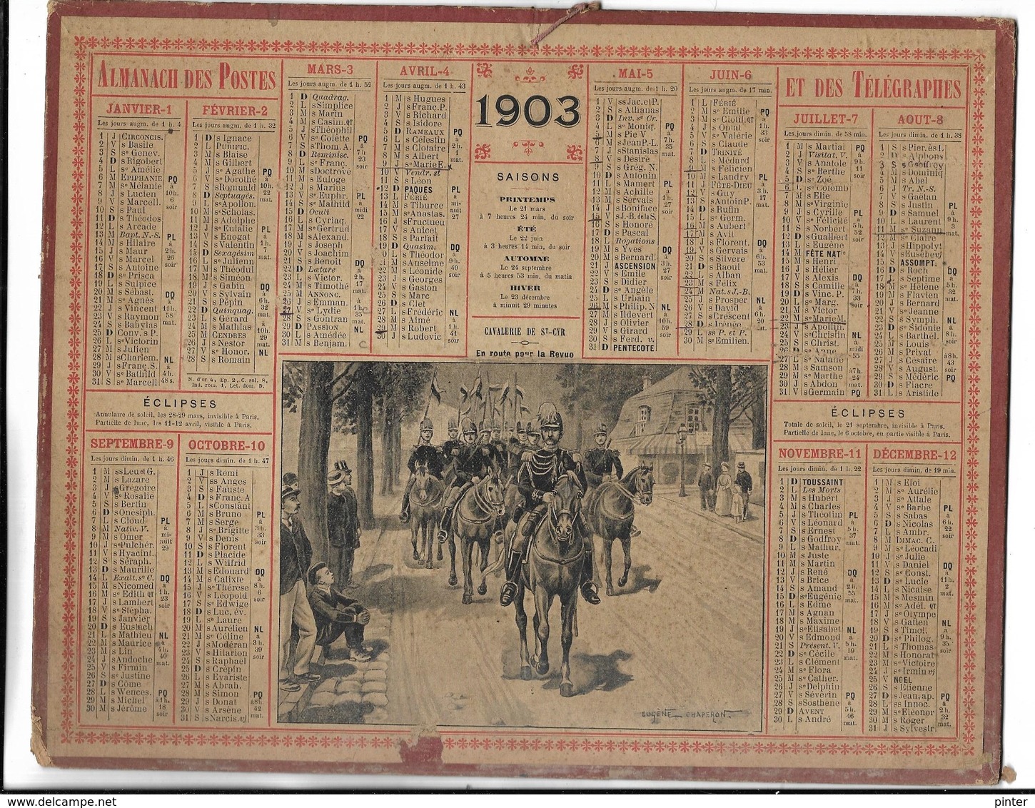 CALENDRIER De 1903 - Format 26 X 21 Cm - Grossformat : 1901-20