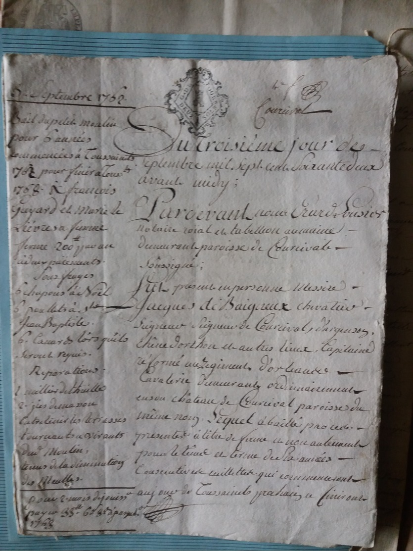 Lot de vieux documents manuscrit - 18eme et 19eme siècle