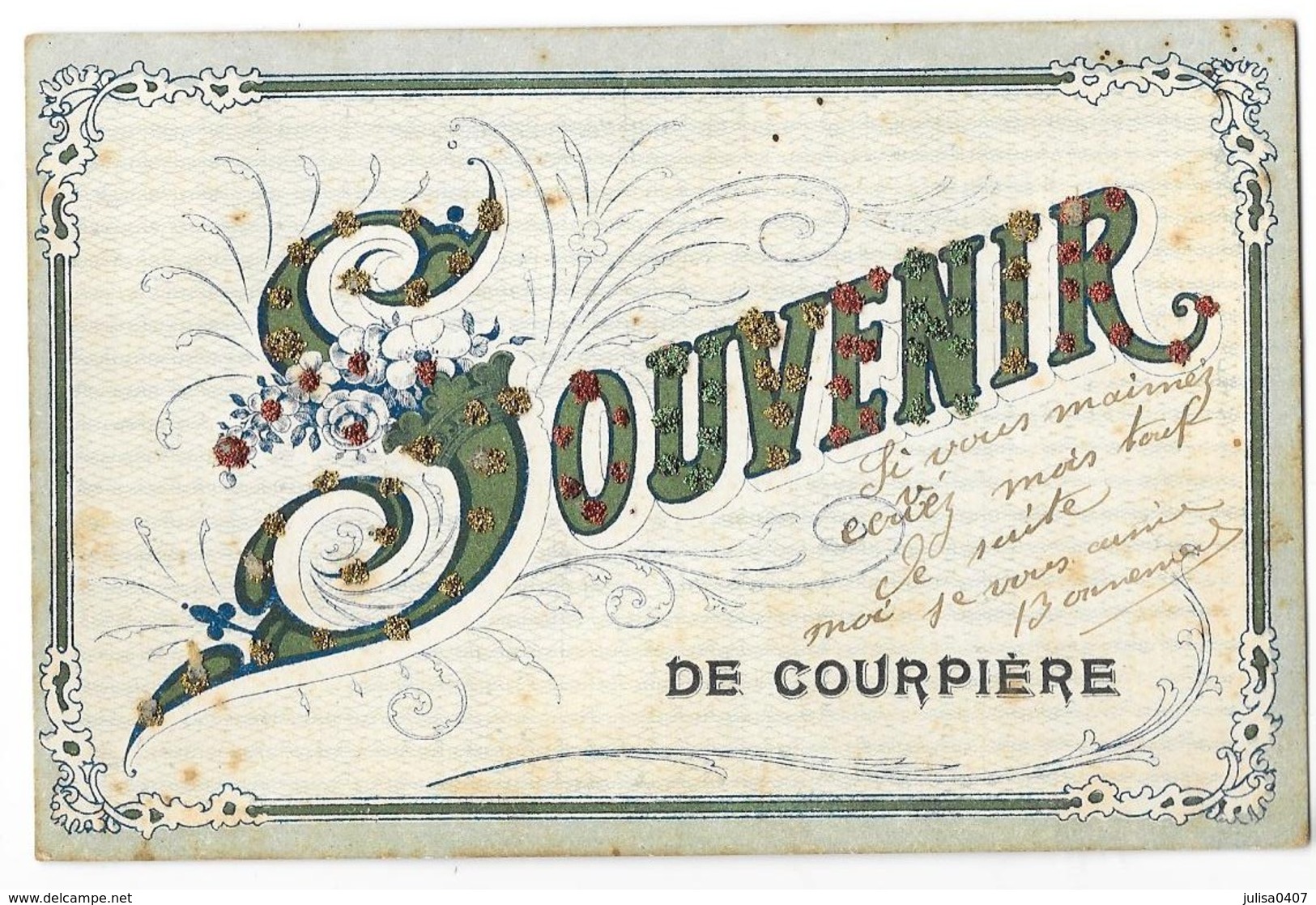COURPIERE (63) Carte Fantaisie à Paillettes Souvenir De - Courpiere
