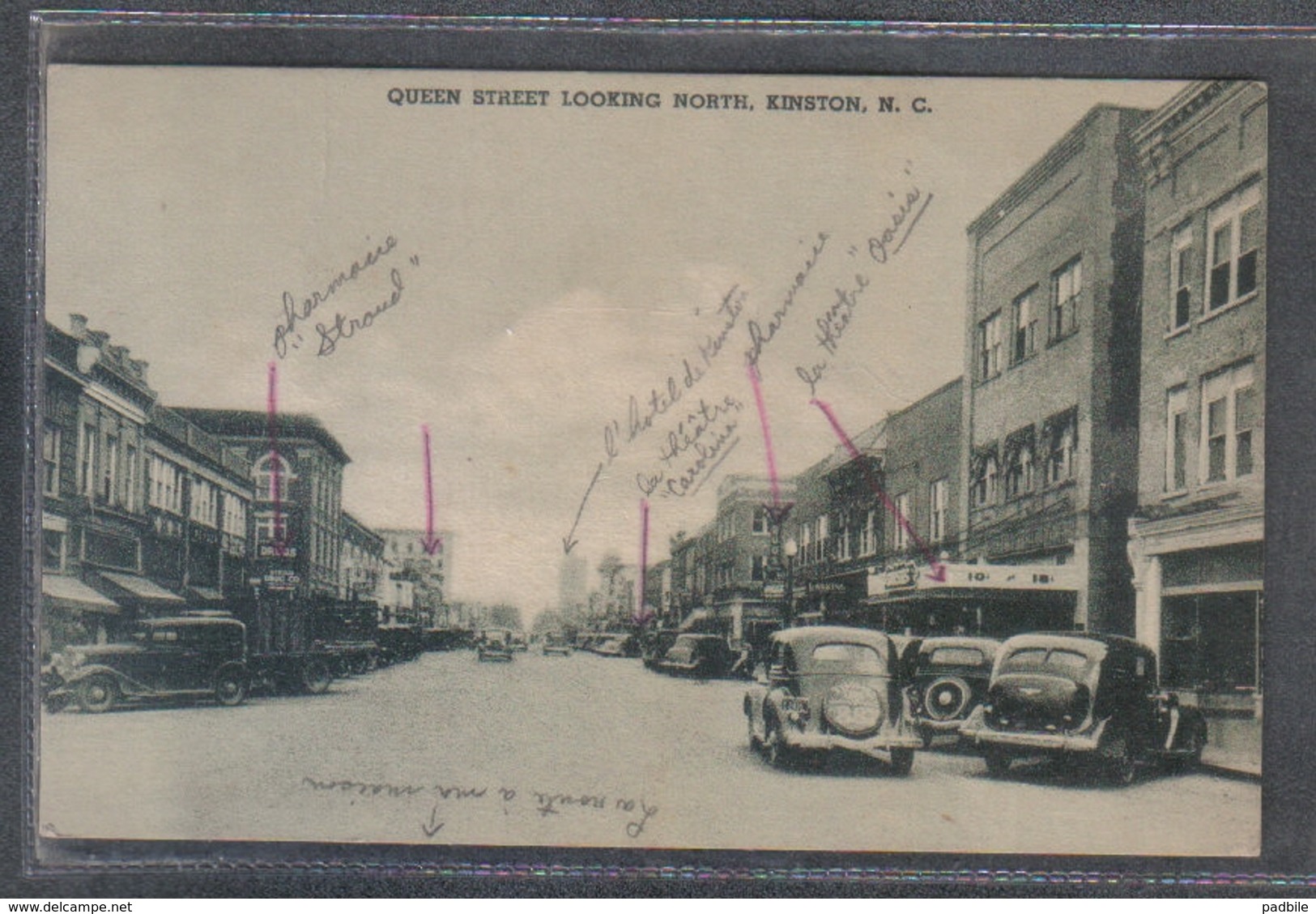 Carte Postale Etats-Unis  Kinston  Queen Street Looking North  Voitures Anciennes - Autres & Non Classés