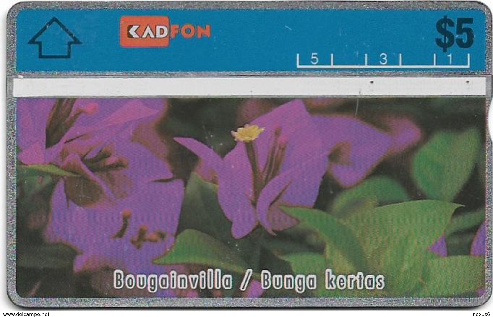 Malaysia (Kadfon) - Bougainvilla Flower - L&G - 107E - 1991, 5RM, 100.000ex, Used - Malaysia