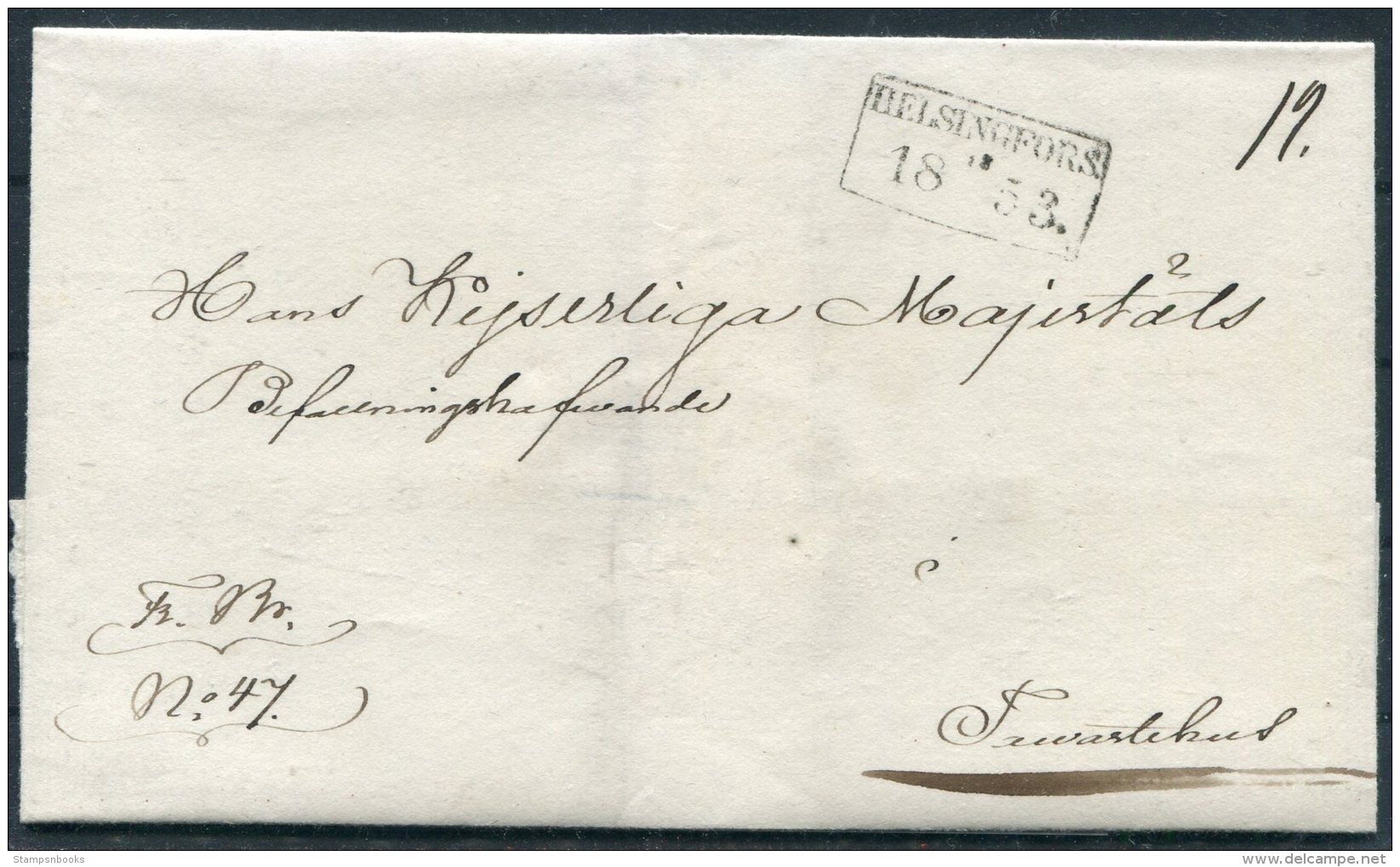 1853 Finland Helsingfors Fribrev Wrapper - Covers & Documents