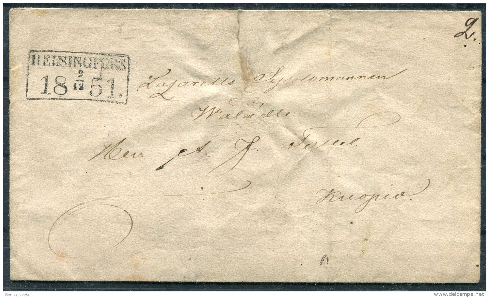 1851 Finland Boxed Helsingfors Cover - Covers & Documents