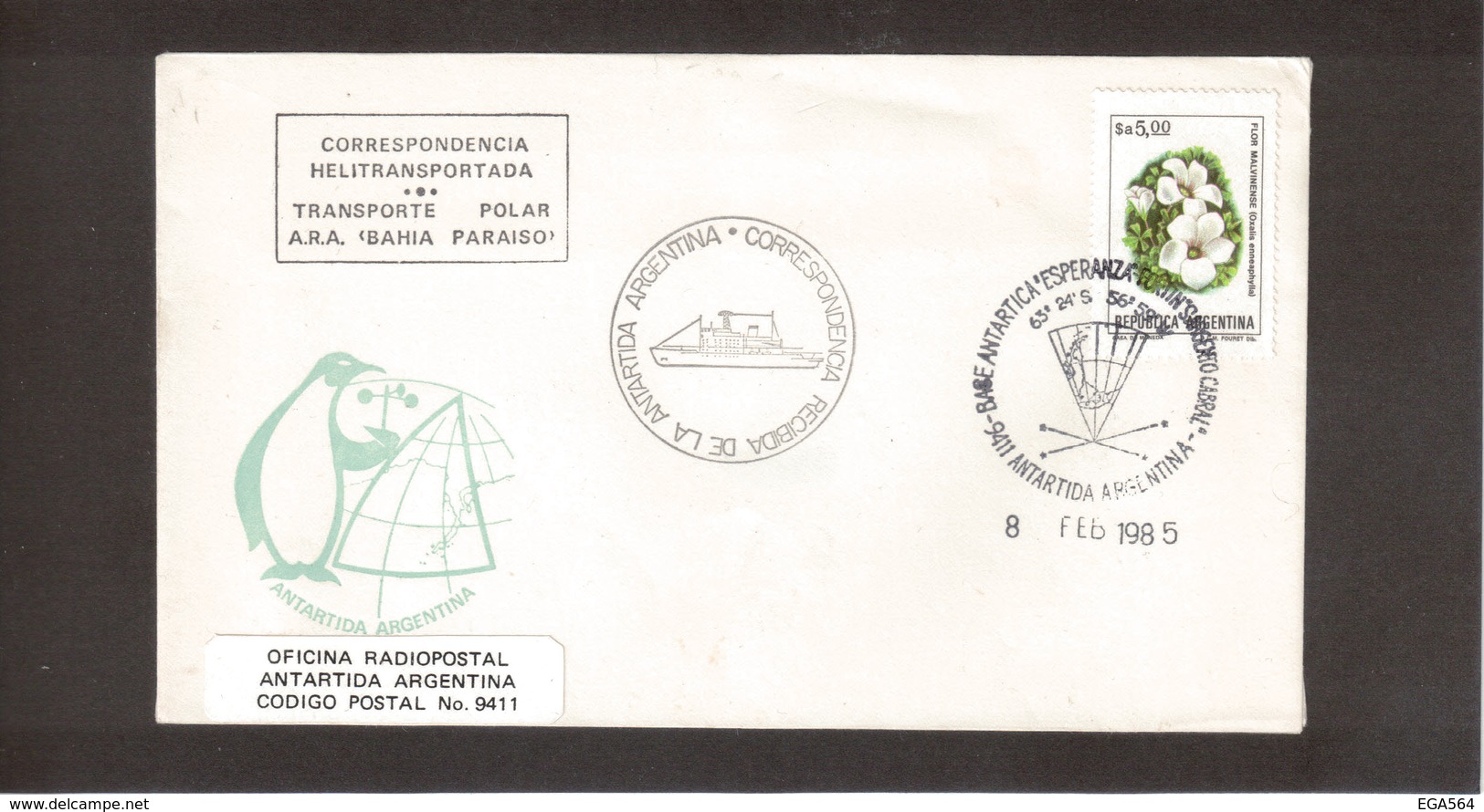 E39 - POLAIRE Belle Oblitération "BASE ANTARTICA ESPERANZA FORTIN" Du 8 Février 1985 - PLI HELIPORTE . - Lettres & Documents