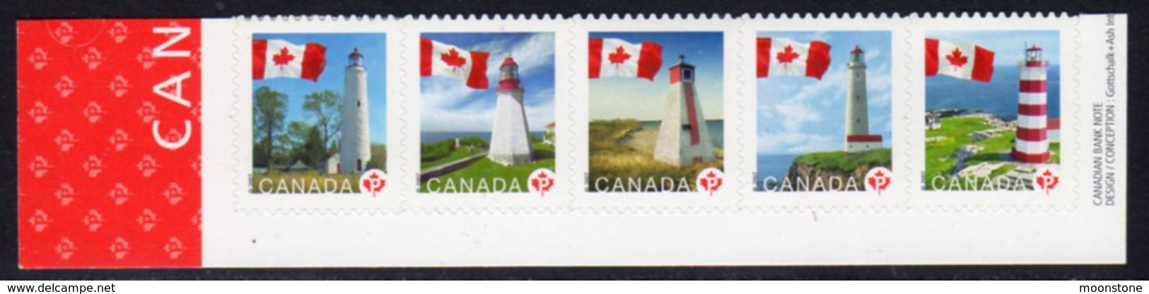 Canada 2008 Lighthouses Booklet Strip Of 5, Ref. 150 - Lighthouses