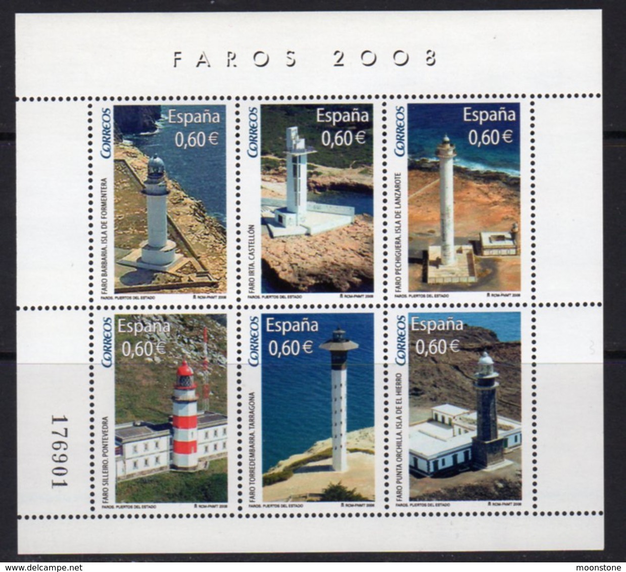 Spain 2008 Lighthouses Sheetlet Of 6, Ref. 151 - Lighthouses