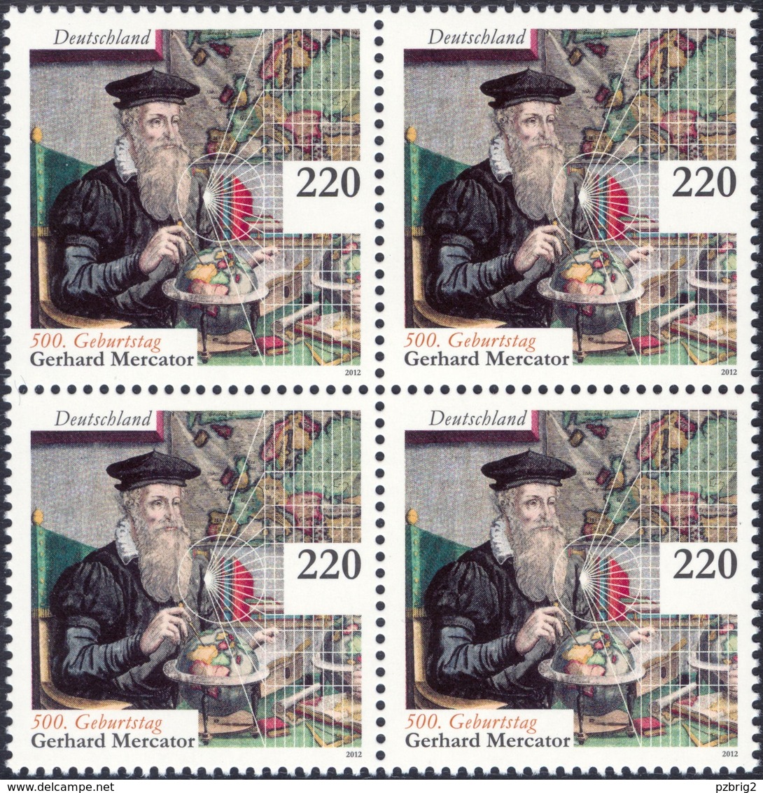 MERCATOR, G. - Germany 2012 Michel # 2918 - Bloc Of 4 ** MNH - Geographer, Mathematics, 500th Birthday Of Mercator - Geographie