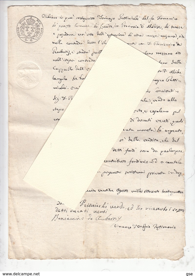REGNO DELLE DUE SICILIE 1834 - Documenti Di Vendita - Manoscritti