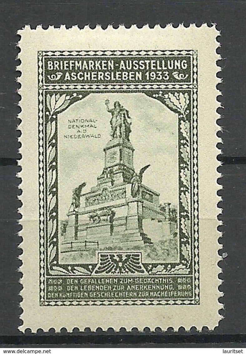 Deutschland Briefmarken-Ausstellung Aschersleben 1933 Denkmal Im Niederwald Alte Vignette Poster Stamp * - Erinnophilie