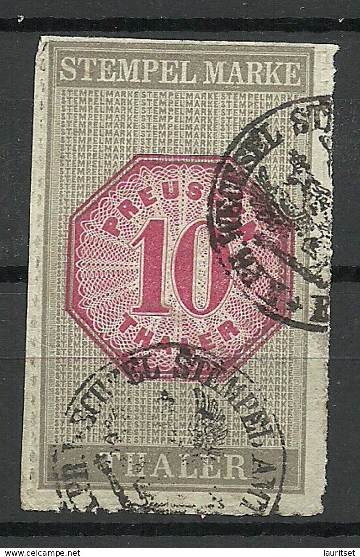 Deutschland Preussen Stempelmarke 10 Thaler O - Autres & Non Classés