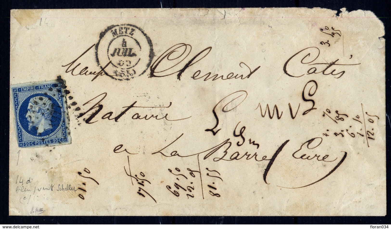 France N° 14 Ad + 14 Ba Sur 2 Lettres (bleu S/vert T. 1 Et 2) Cote 565 Euros - 1853-1860 Napoleone III