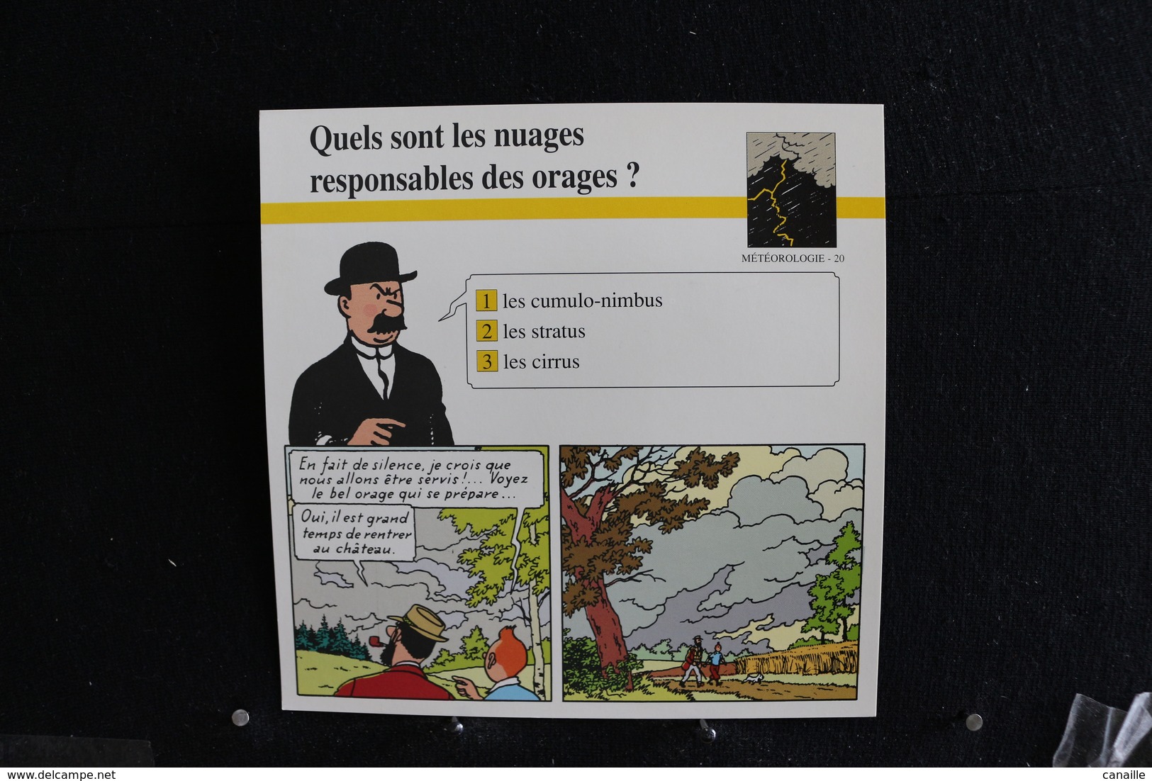 Fiche Atlas,TINTIN (extrait De, L'Affaire Tounesol) - Météorologie, N°20 Quels Sont Les Nuages Responsables Des Orages ? - Sammlungen